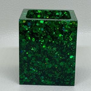 New green holographic pin holder, makeup brush holder